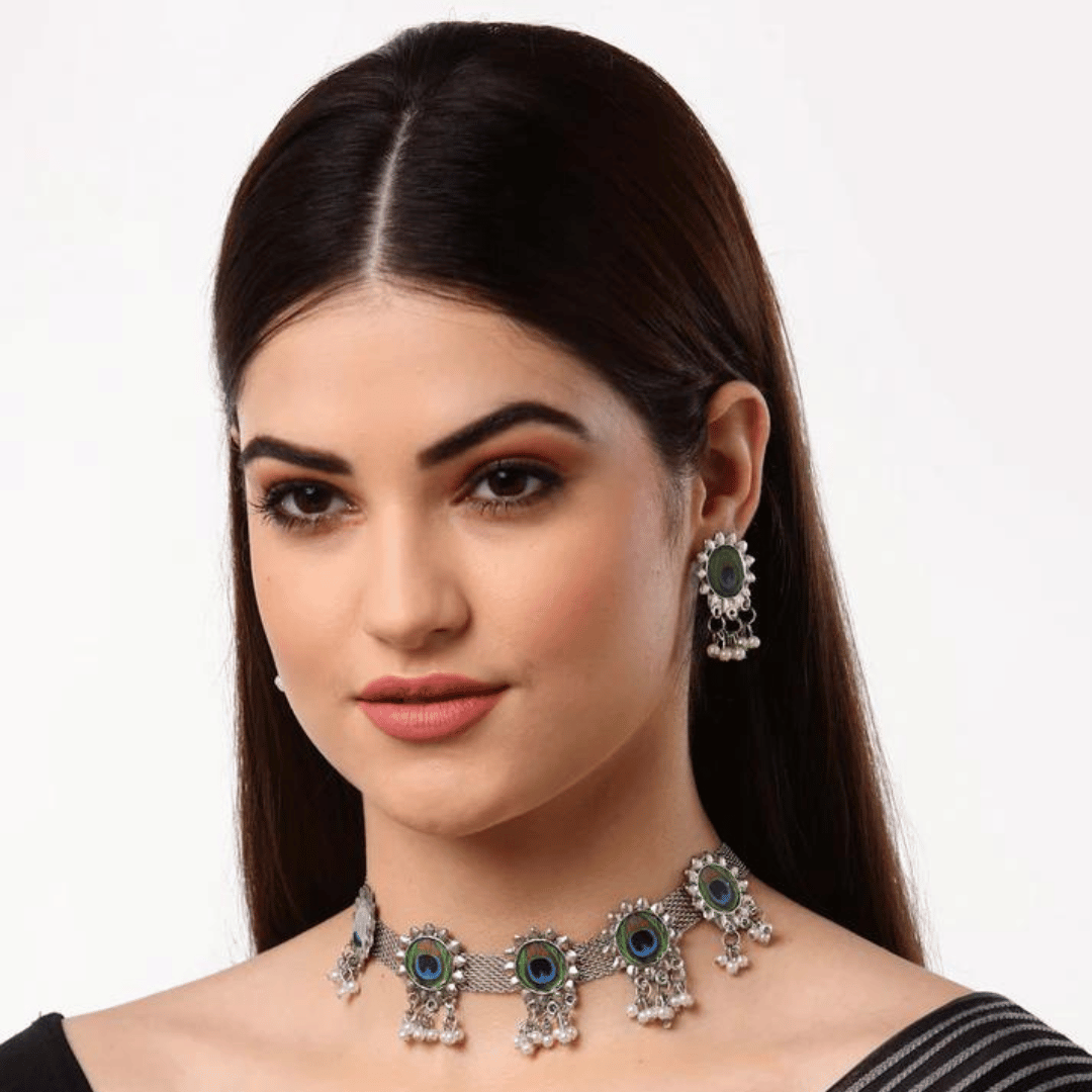 Peacock Choker Necklace Set