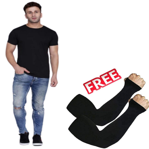 Fidato Men's Half Sleeves T-shirt With Long Gloves