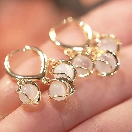 Korean Style Gold Plated Eyebell Cat Eye Earrings