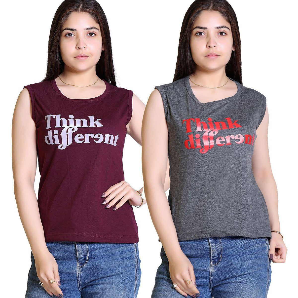 Women's Cotton Typography Print T-Shirt Buy 1 Get 1 Free